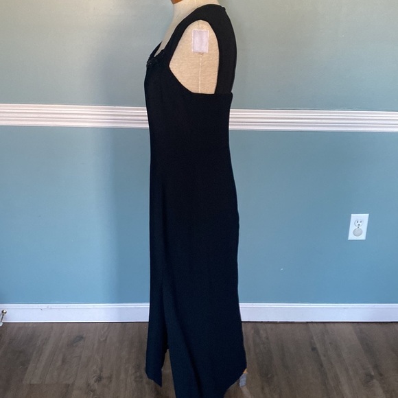 VTG 90’s Carole Little black midi evening gown. Slit lace trim. Size 8 LBD - Picture 9 of 10